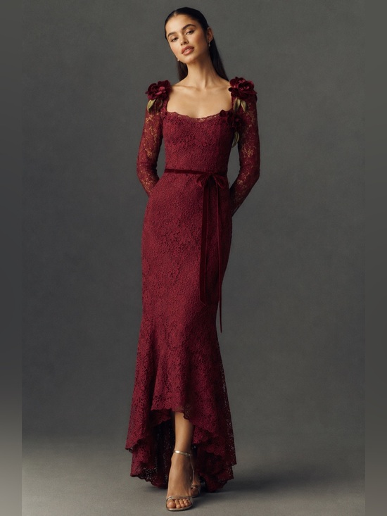 Marchesa Dresses & Skirts - NWT Muse by Marchesa Cypress Corded Lace Floral Applique Sweetheart Maxi Dress